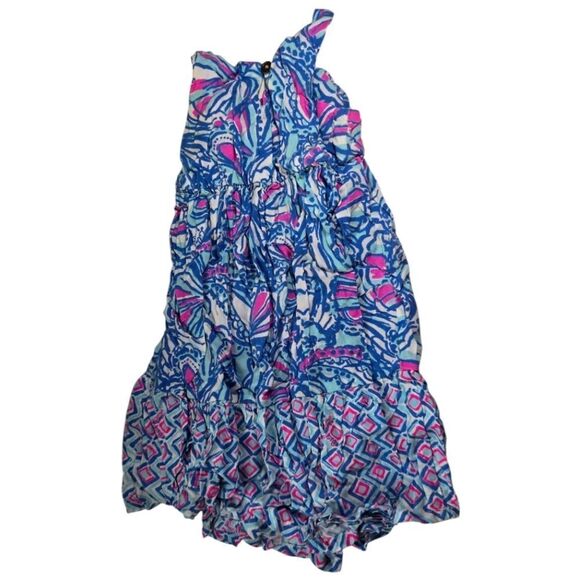 Lilly Pulitzer Baby Girl Maxi Dress 12M Bright Blue Floral Designer Sleeveless - Picture 5 of 7